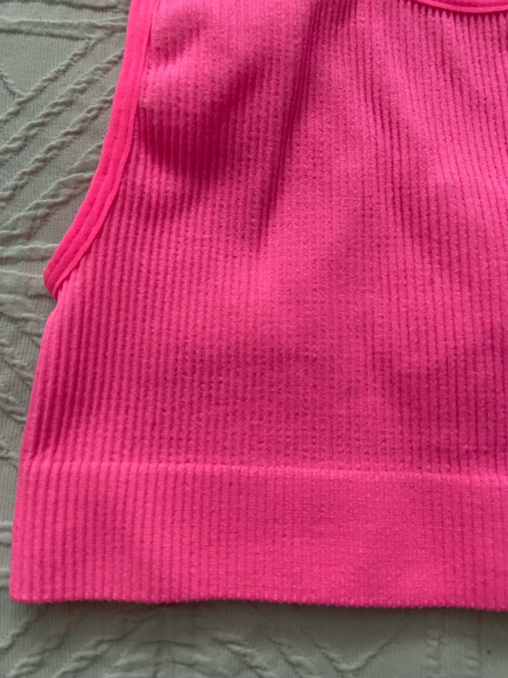 Sunday Best Hot Pink Ribbed Tank Crop Top - Picture 6 of 9